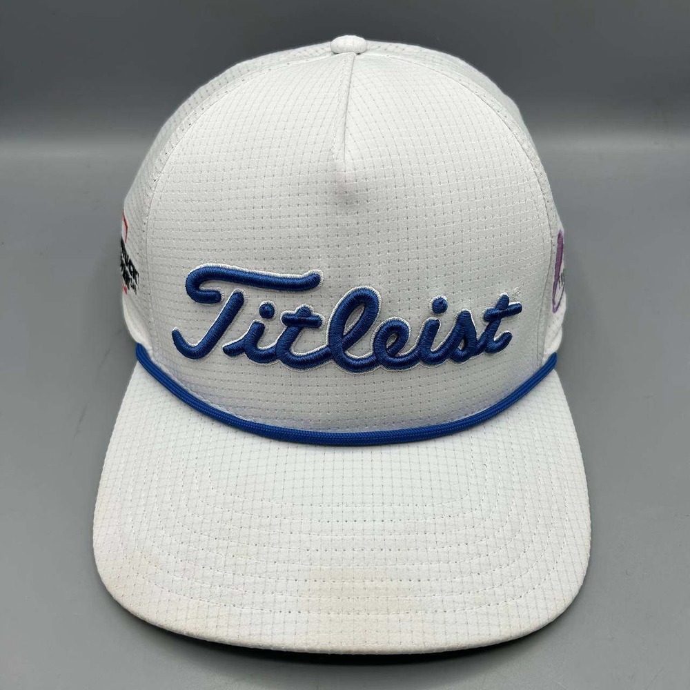 Titleist Golf Hat Men White Blue Kylie's Kids Foundation Strap Back Cap